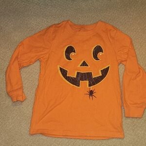 Carter's Vibrant Orange Kids Shirt Halloween Long Sleeves Tshirt Size 7
